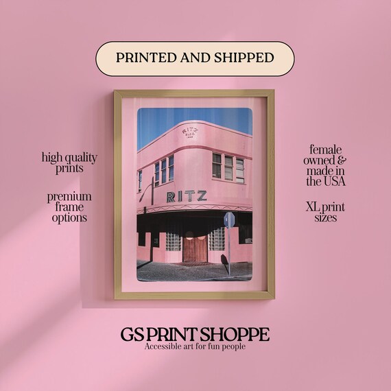 The Ritz Pink Art Deco Building Pastel Facade Photography Poster
