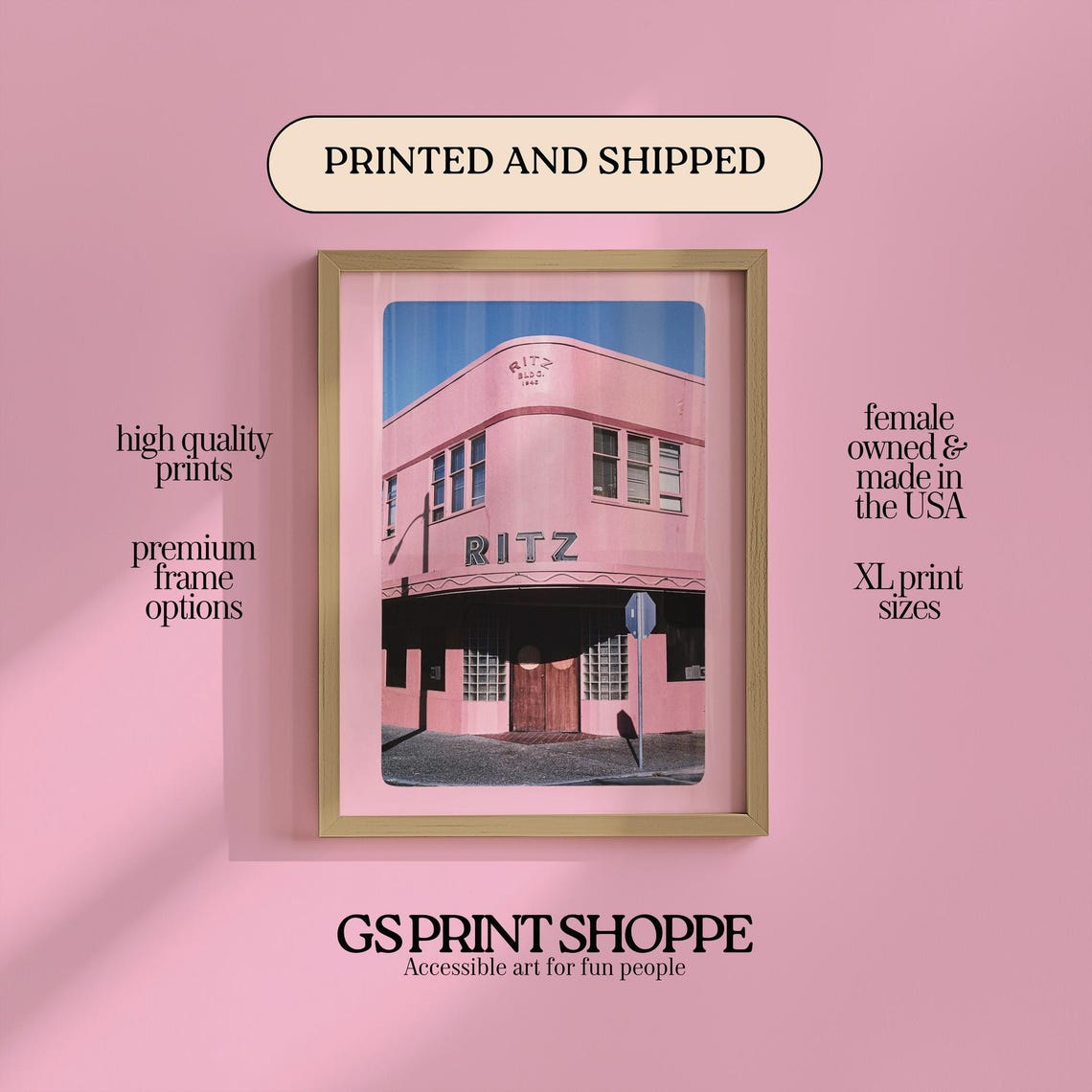 The Ritz Pink Art Deco Building Pastel Facade Photography Poster