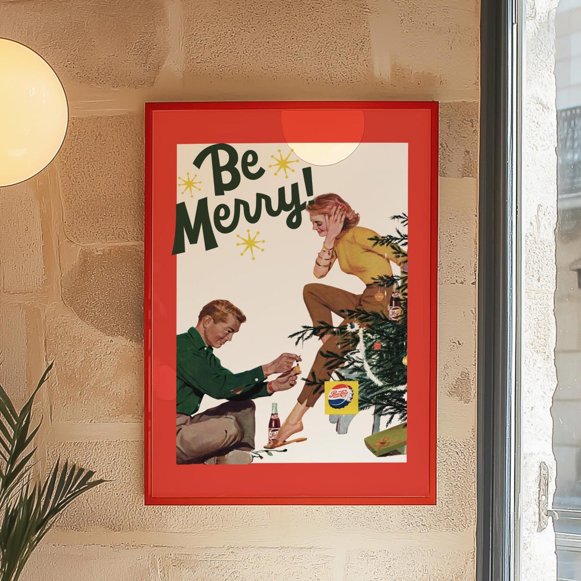 Retro Be Merry Pepsi Christmas Tree Party Holiday Ad Art Print