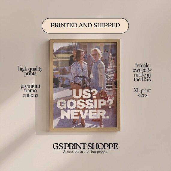 Us Gossip Never Vintage Women Beach Funny Sarcastic Quote Poster