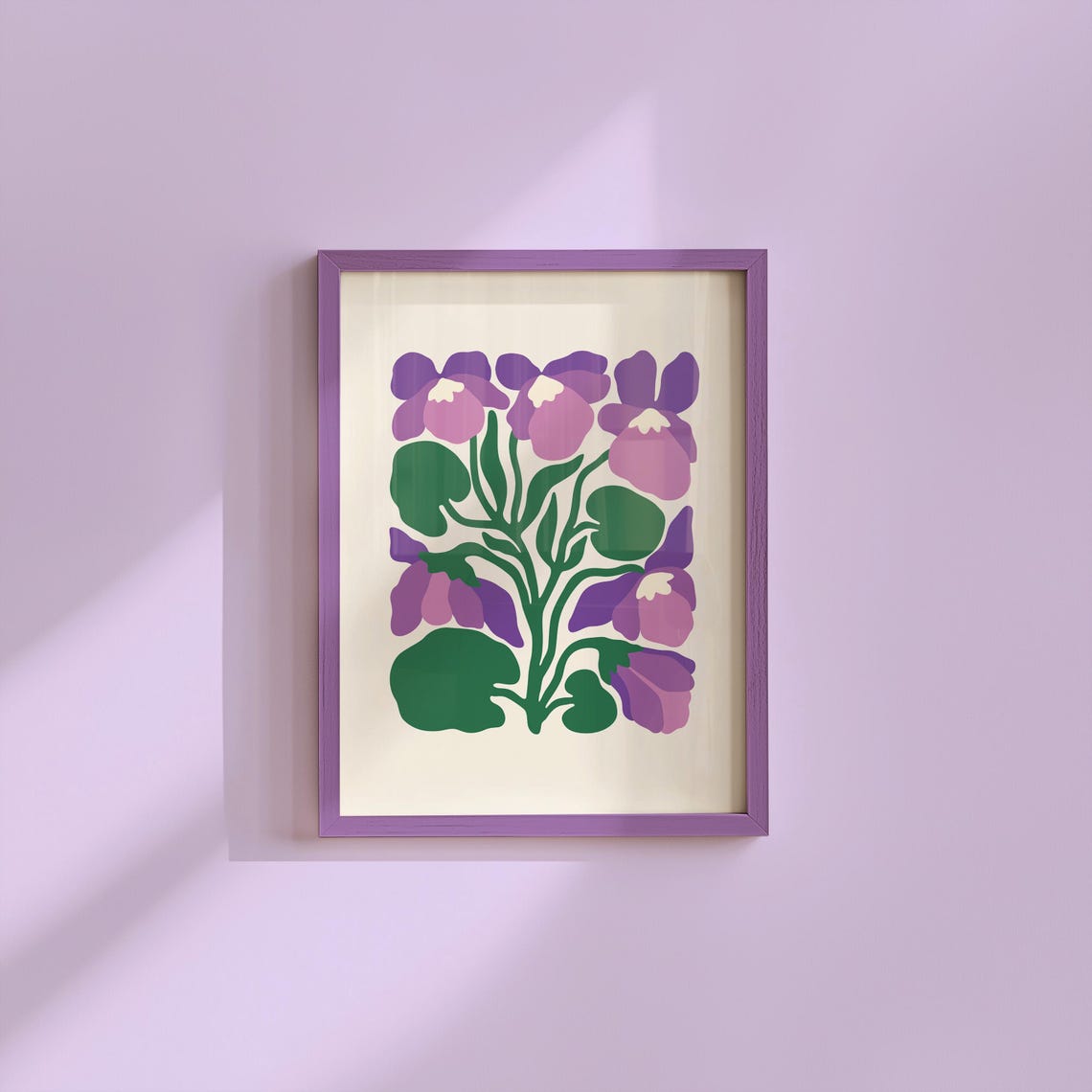 Purple Pansies Bouquet Modern Botanical Floral Illustration Poster