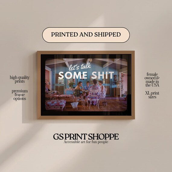 Lets Talk Some Shit Retro Photo Collage Poster with Vintage Interior
