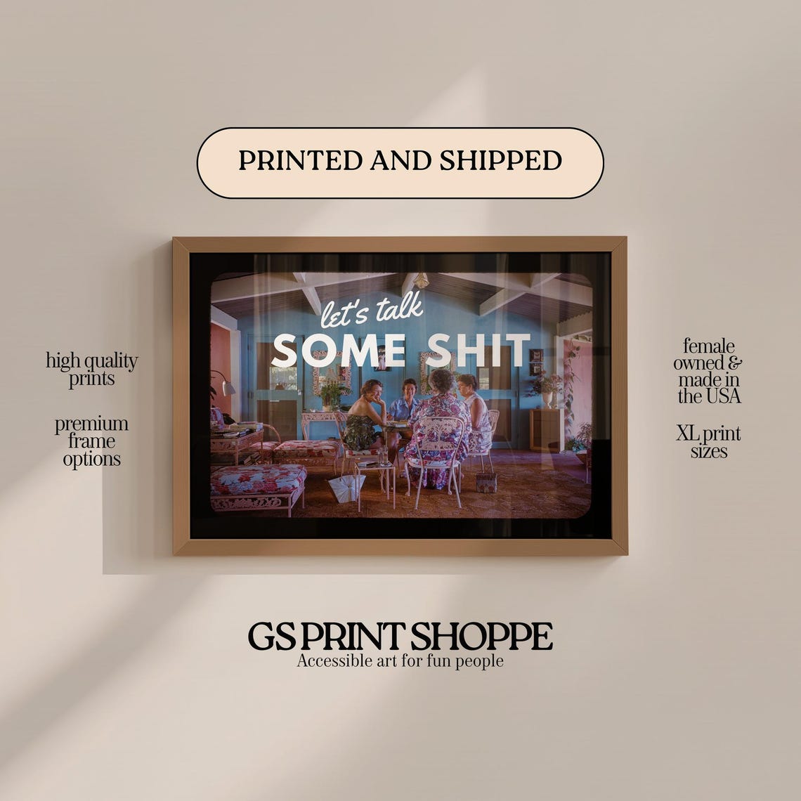 Lets Talk Some Shit Retro Photo Collage Poster with Vintage Interior