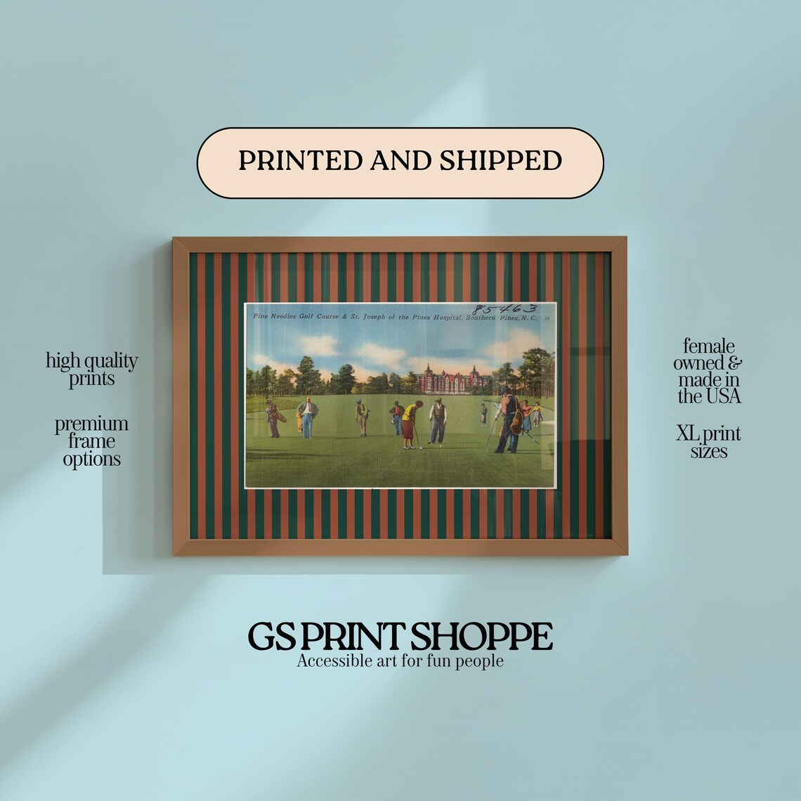 Pine Needles Golf Course Art Print, Golf Course Decor