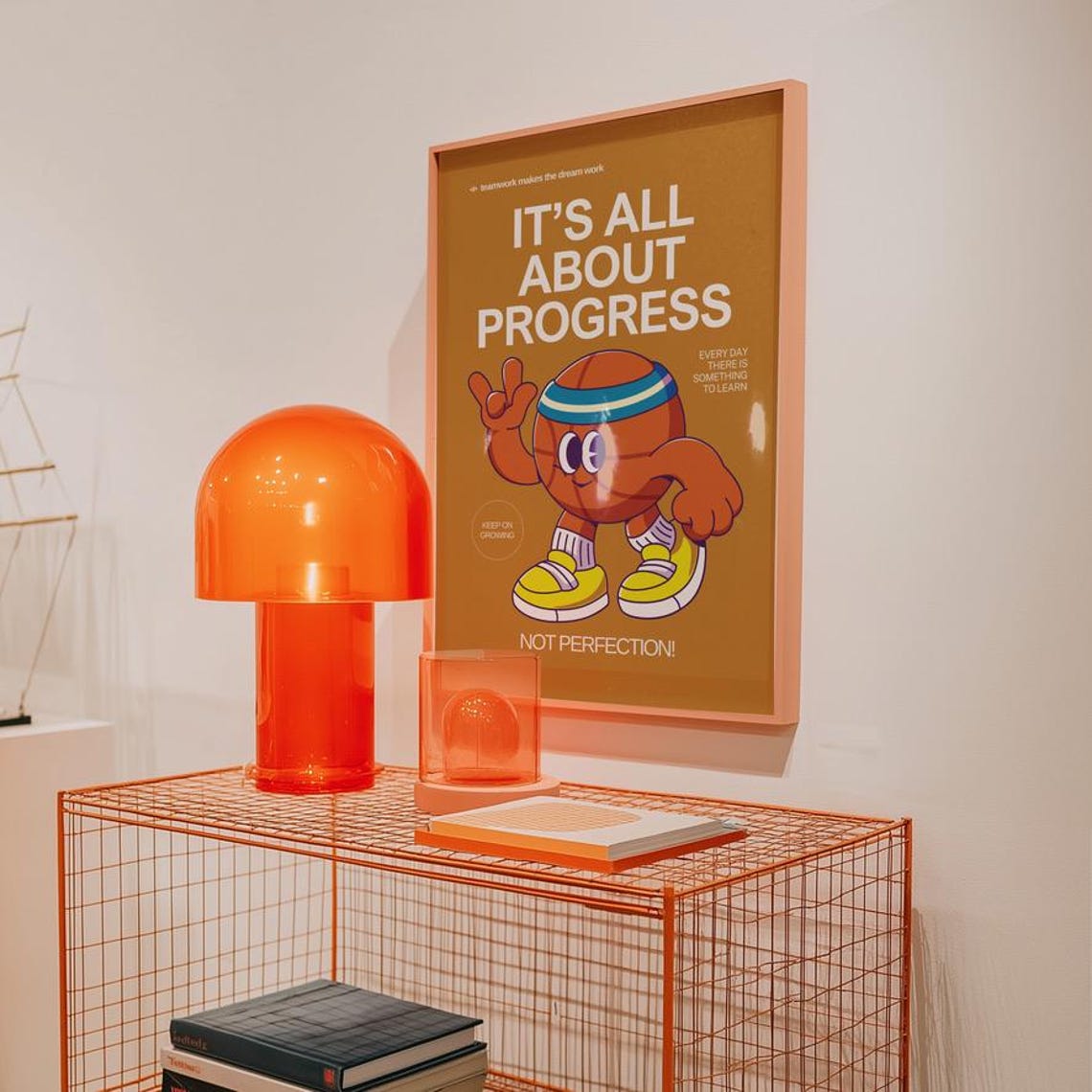 It Is All About Progress Basketball Mascot Motivational Wall Art