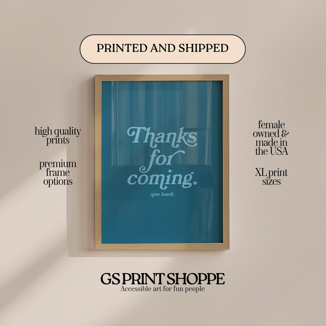 Thanks For Coming Now Leave Funny Retro Script Quote Poster Art