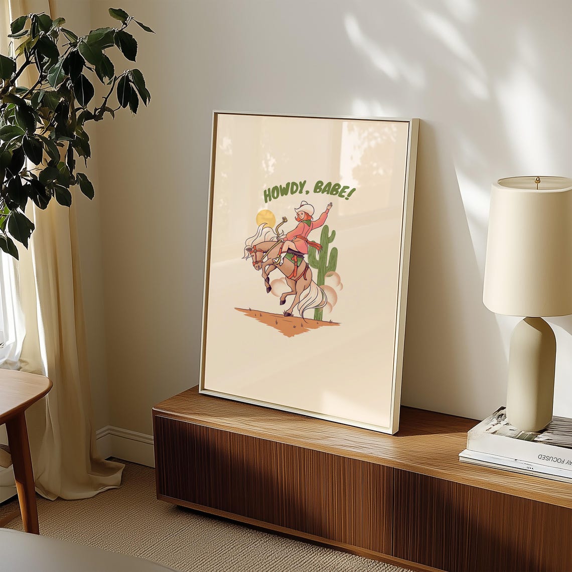 Cowgirl Illustration Mid Century Western Trendy Retro Cowgirl Art Retro Western Art Gs Print Shoppe Wall Decor - Image 2