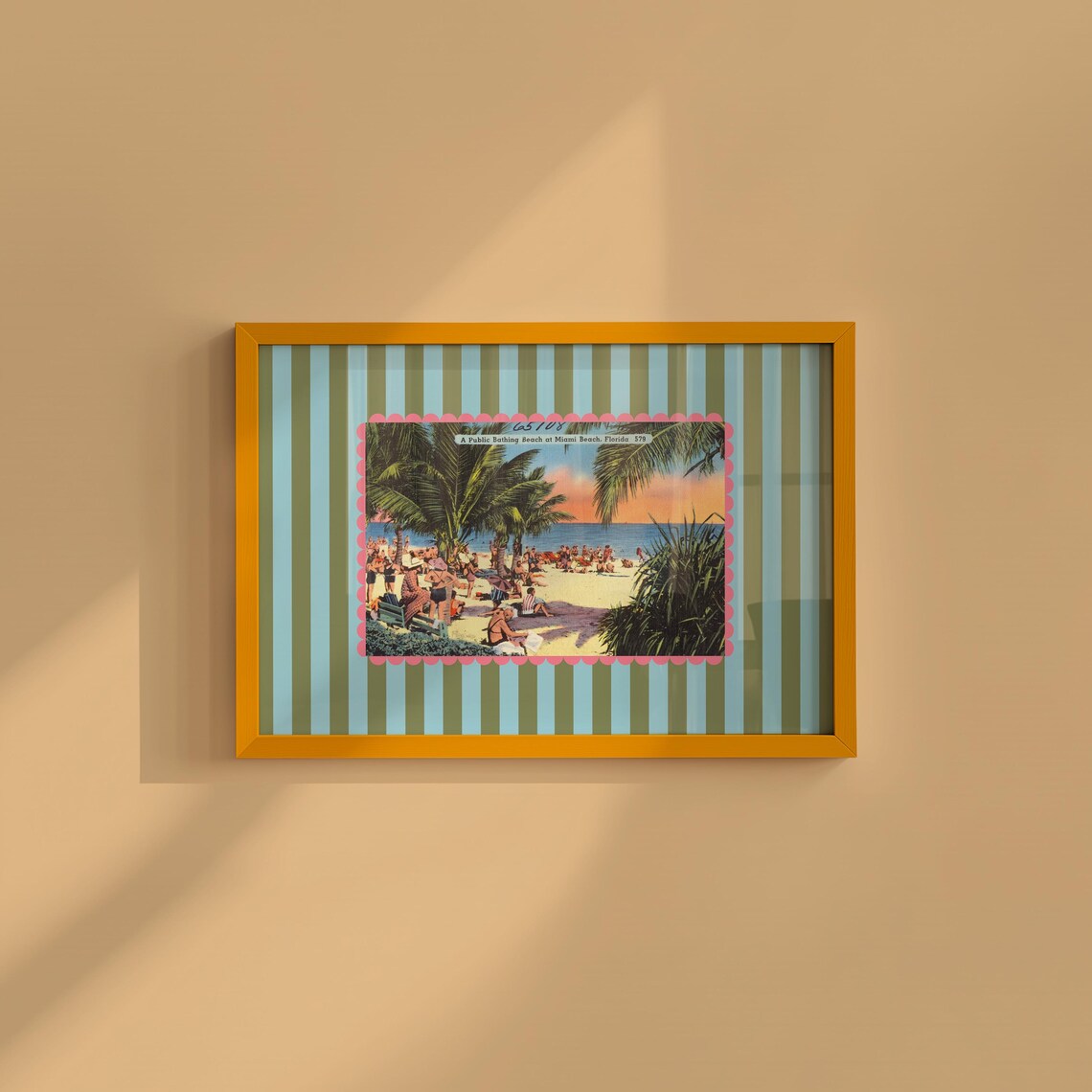 Miami Retro Beach Art Print, Vintage Florida Poster