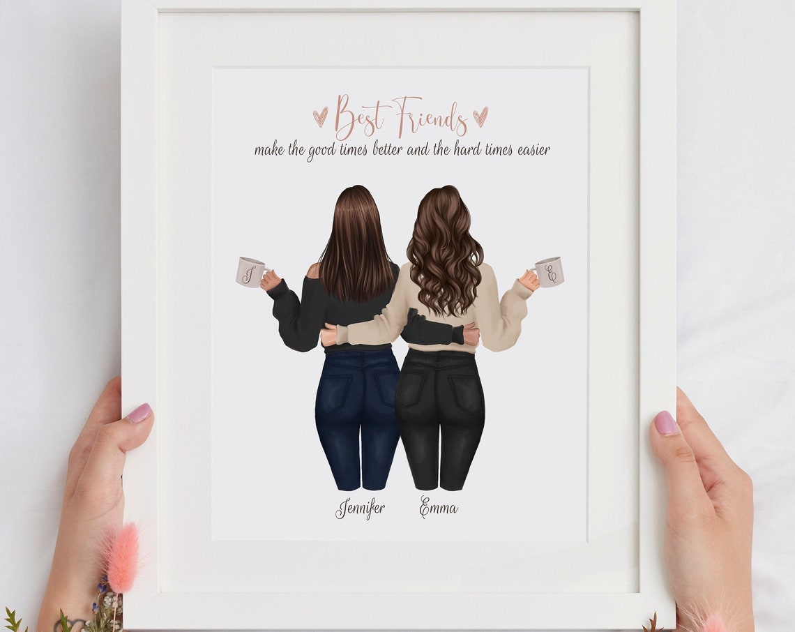 Personalized Best Friends Print Jennifer Emma Monogram Coffee Mugs - Image 2