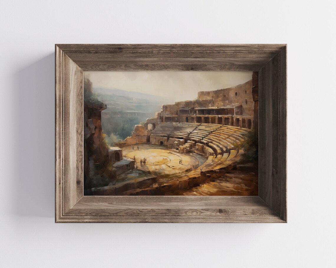 Ancient Roman Amphitheater Ruins Vintage Mediterranean Art Poster - Image 2