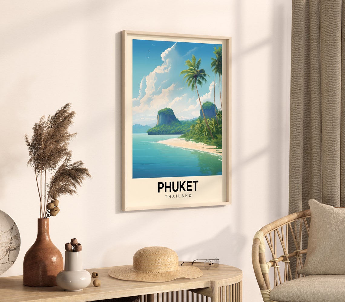 Phuket Thailand Sunny Tropical Beach Colorful Retro Travel Poster - Image 4