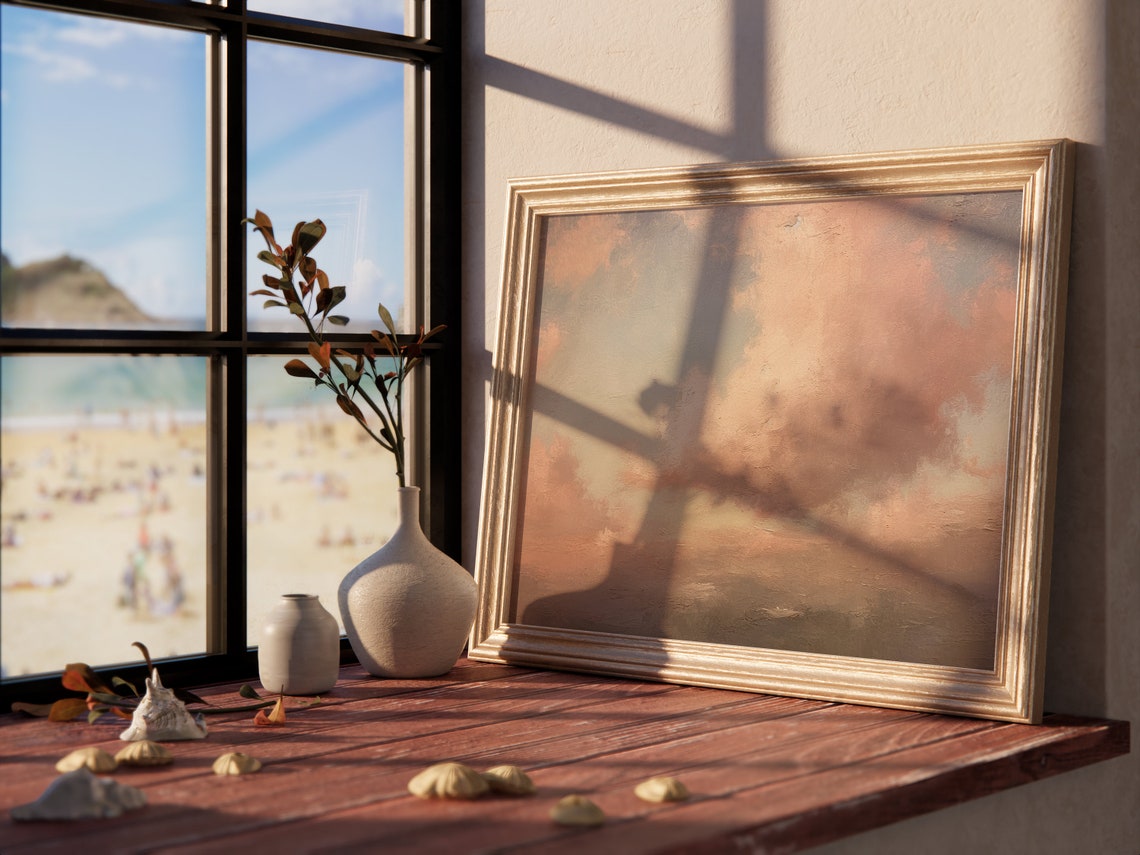 Dreamy Blush Pink Cloud Abstract Oil Painting Soft Sky Poster - Image 4