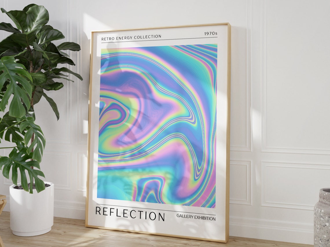 Reflection Iridescent Holographic Swirl Retro Energy 1970s Art Poster - Image 3