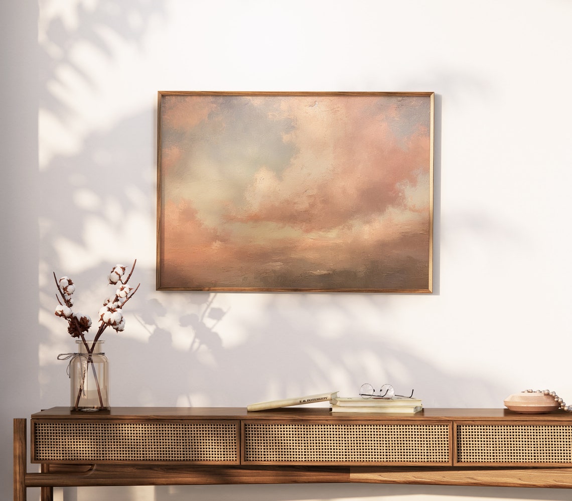 Dreamy Blush Pink Cloud Abstract Oil Painting Soft Sky Poster - Image 3