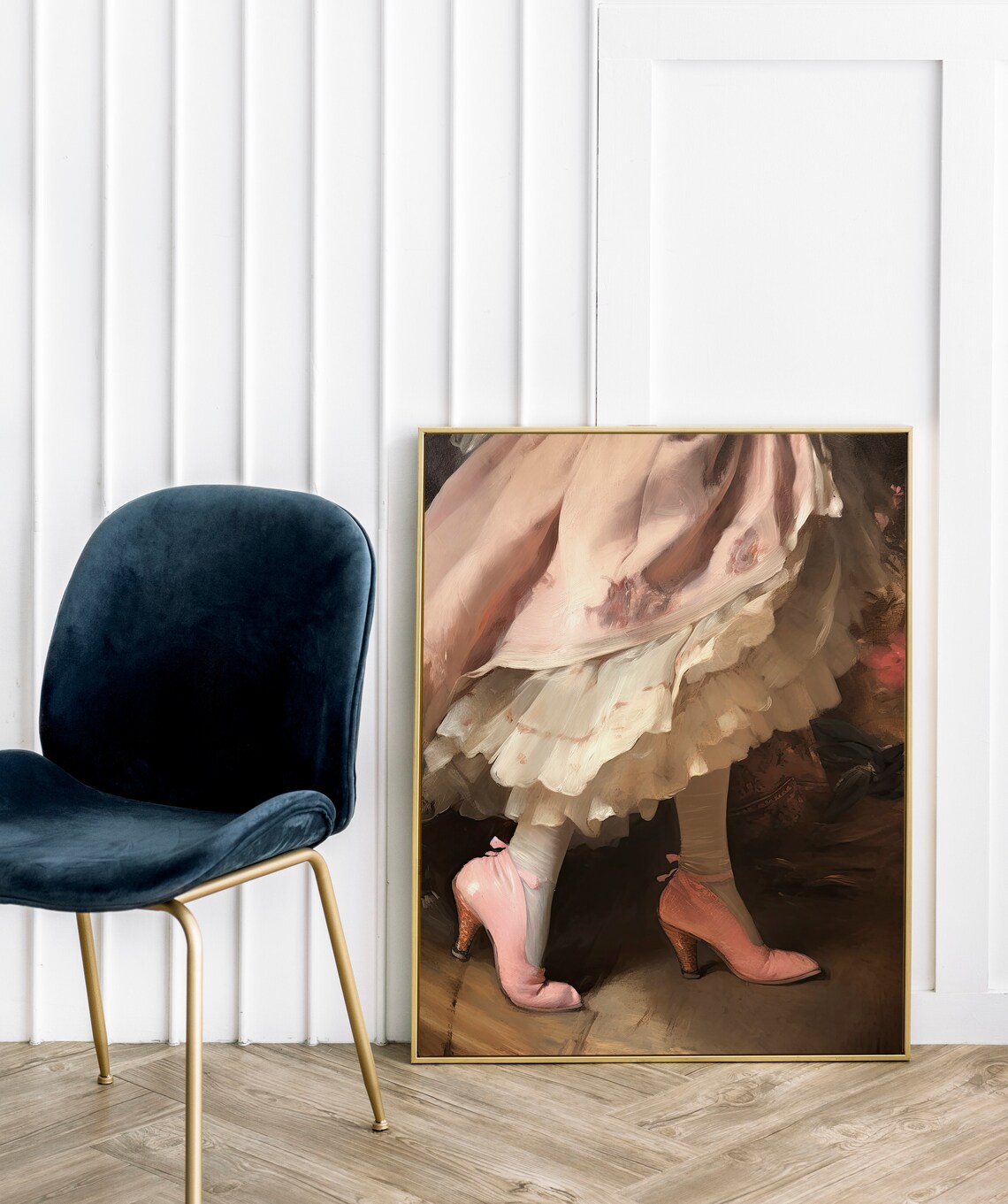 Pink Heels Renaissance Oil Painting Feminine Portrait Art Poster - Image 2