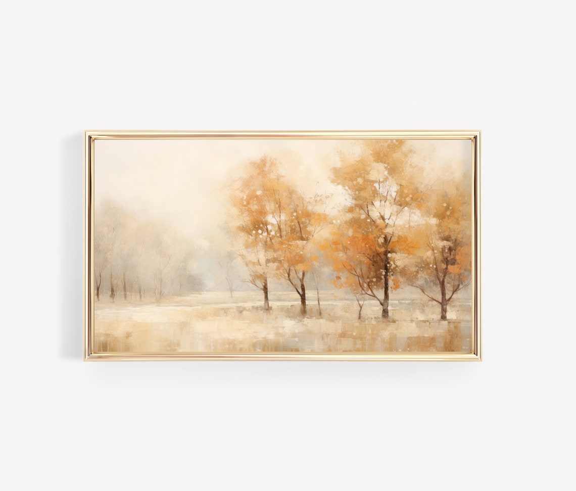 Golden Forest in Soft Misty Autumn Abstract Landscape Poster