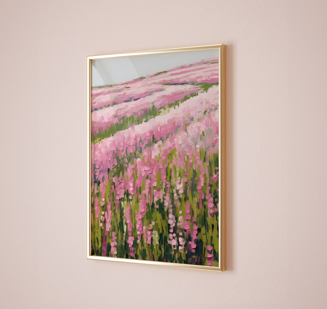 Pink Flower Field Impressionist Wildflower Meadow Spring Bloom Poster - Image 4