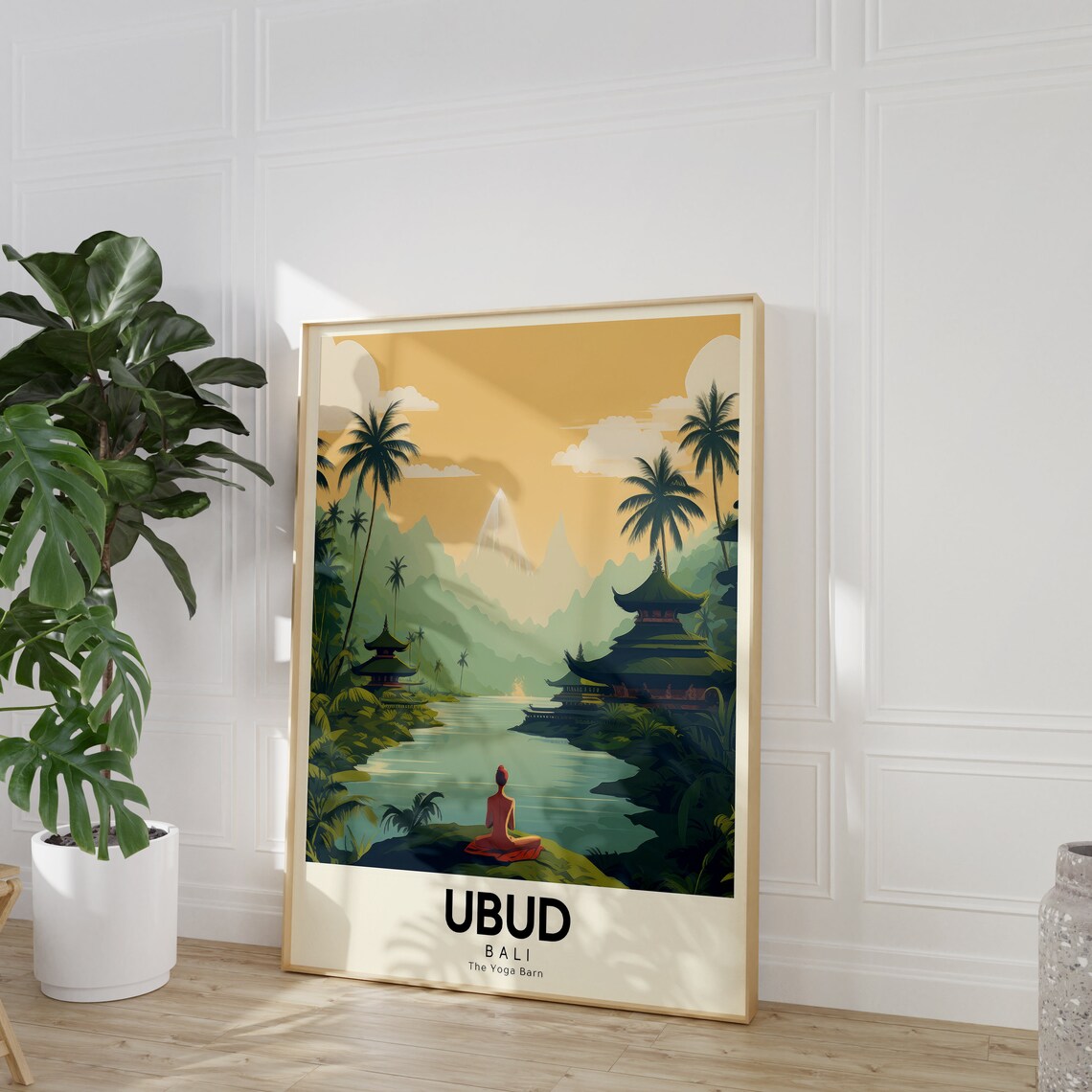 Ubud Bali Retro Yoga Retreat Travel Poster Tropical Jungle Art - Image 3