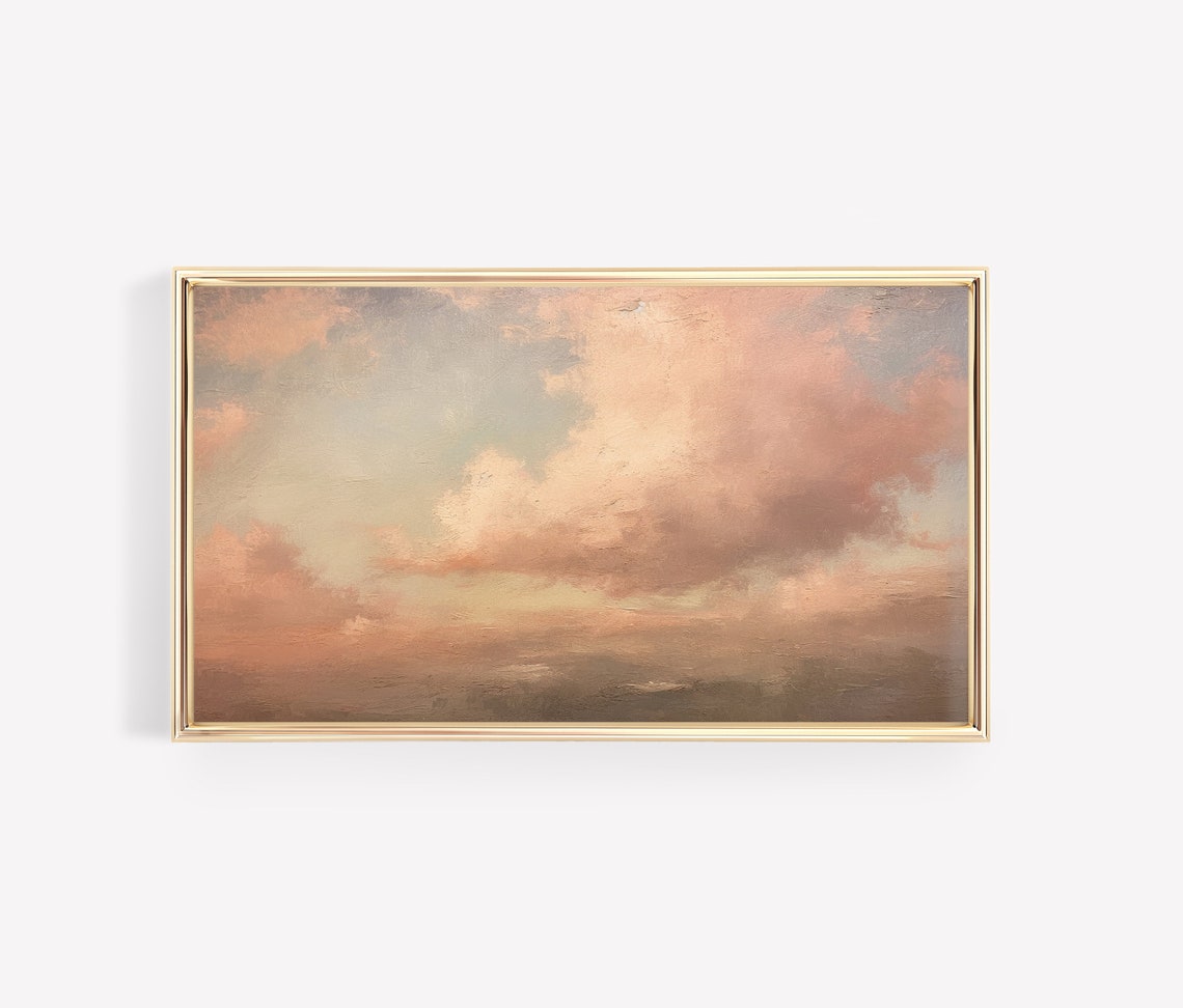 Blush Pink Cloud Sky Abstract Modern Minimalist Painting Wall Art - Image 3