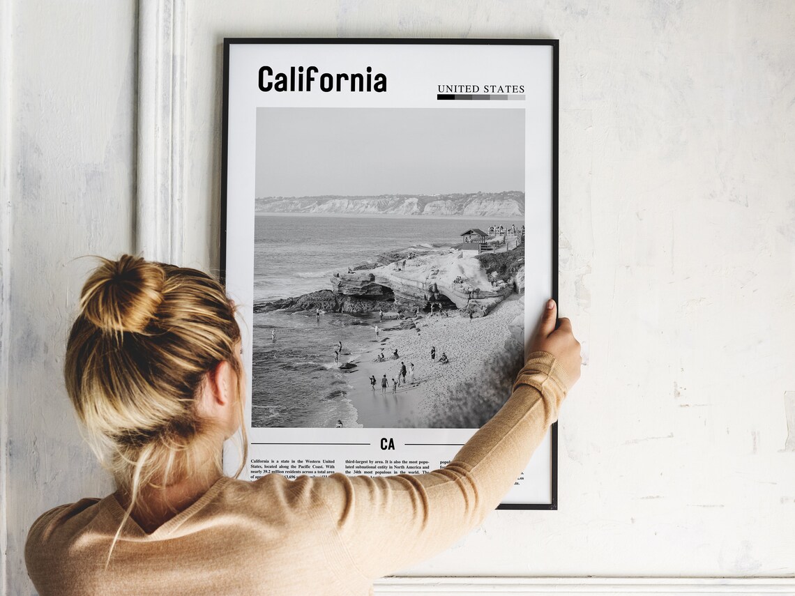 California Minimal Travel Poster, Black And White - Image 5