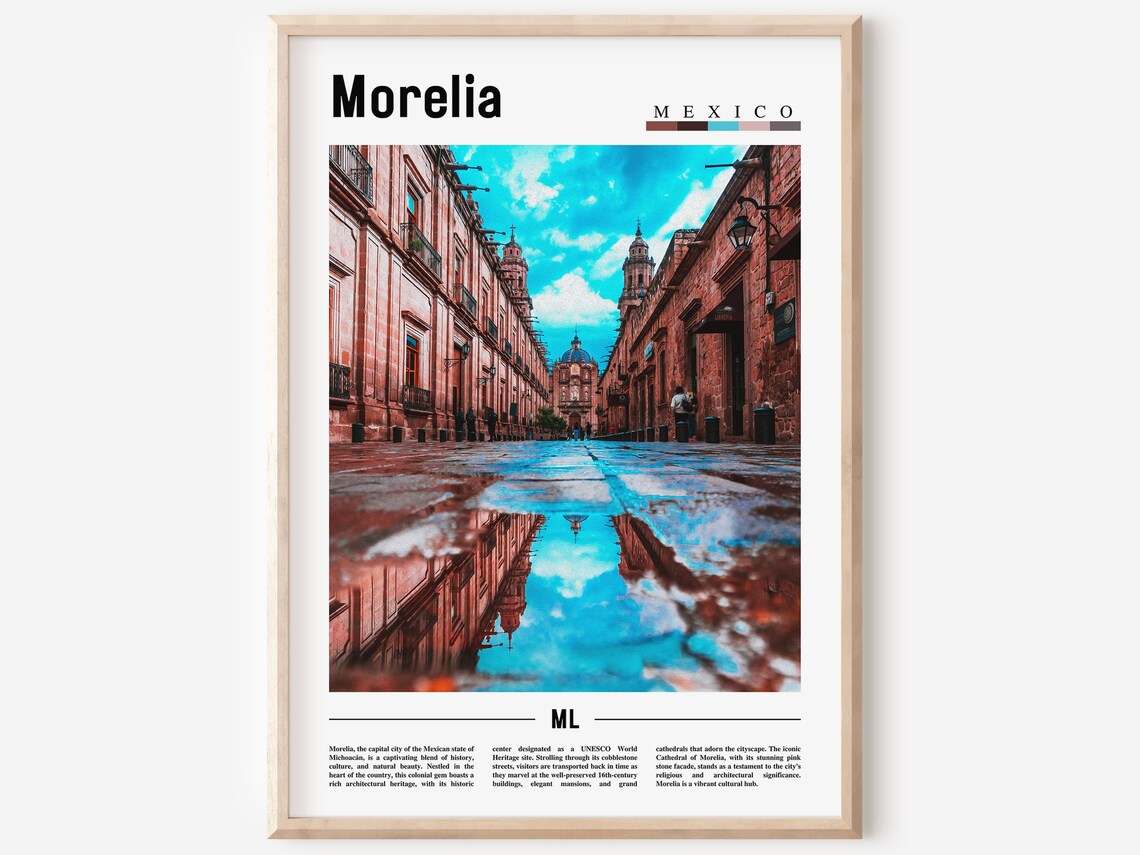 Morelia Poster Morelia Print Morelia Wall Art Minimal Travel Print Travel Destination Oil Painting Poster