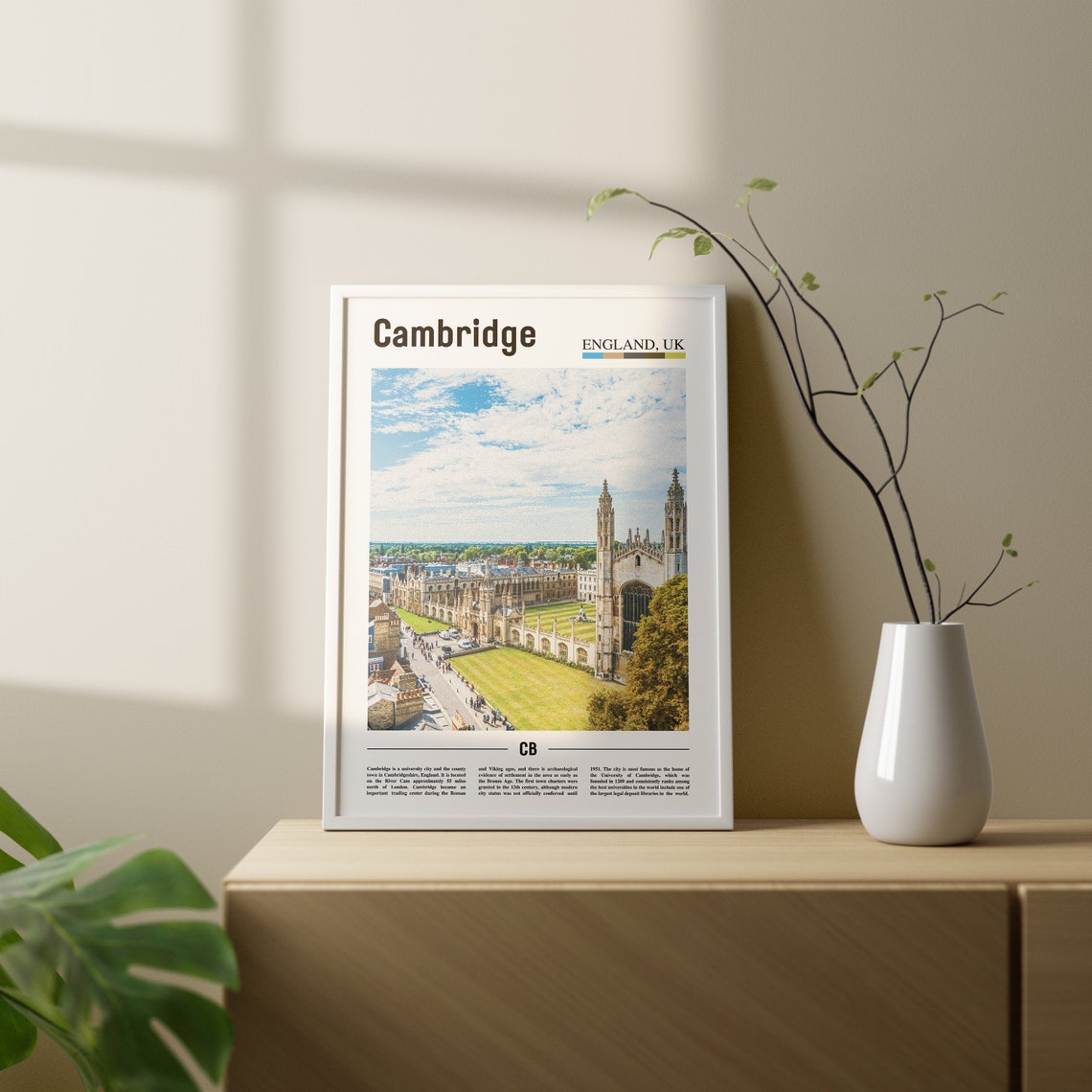 Cambridge Print Cambridge Poster Cambridge Wall Art Oil Painting Poster Colorful City Print City Artwork Travel Artwork Travel Wall Art - Image 2