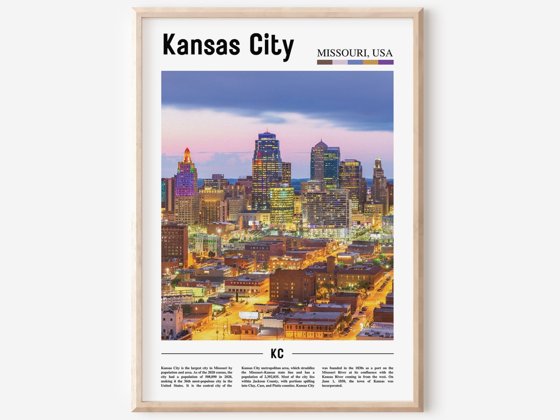 Kansas City Print Kansas City Poster Kansas City Wall Art Oil Painting Poster City Print City Artwork Travel Artwork Travel Wall Art