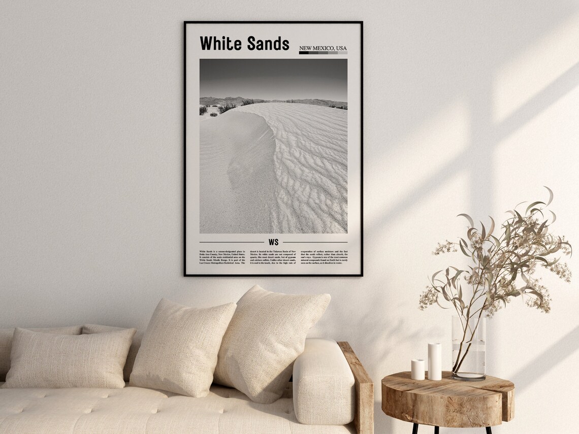 White Sands Black And White Travel Poster - Image 2