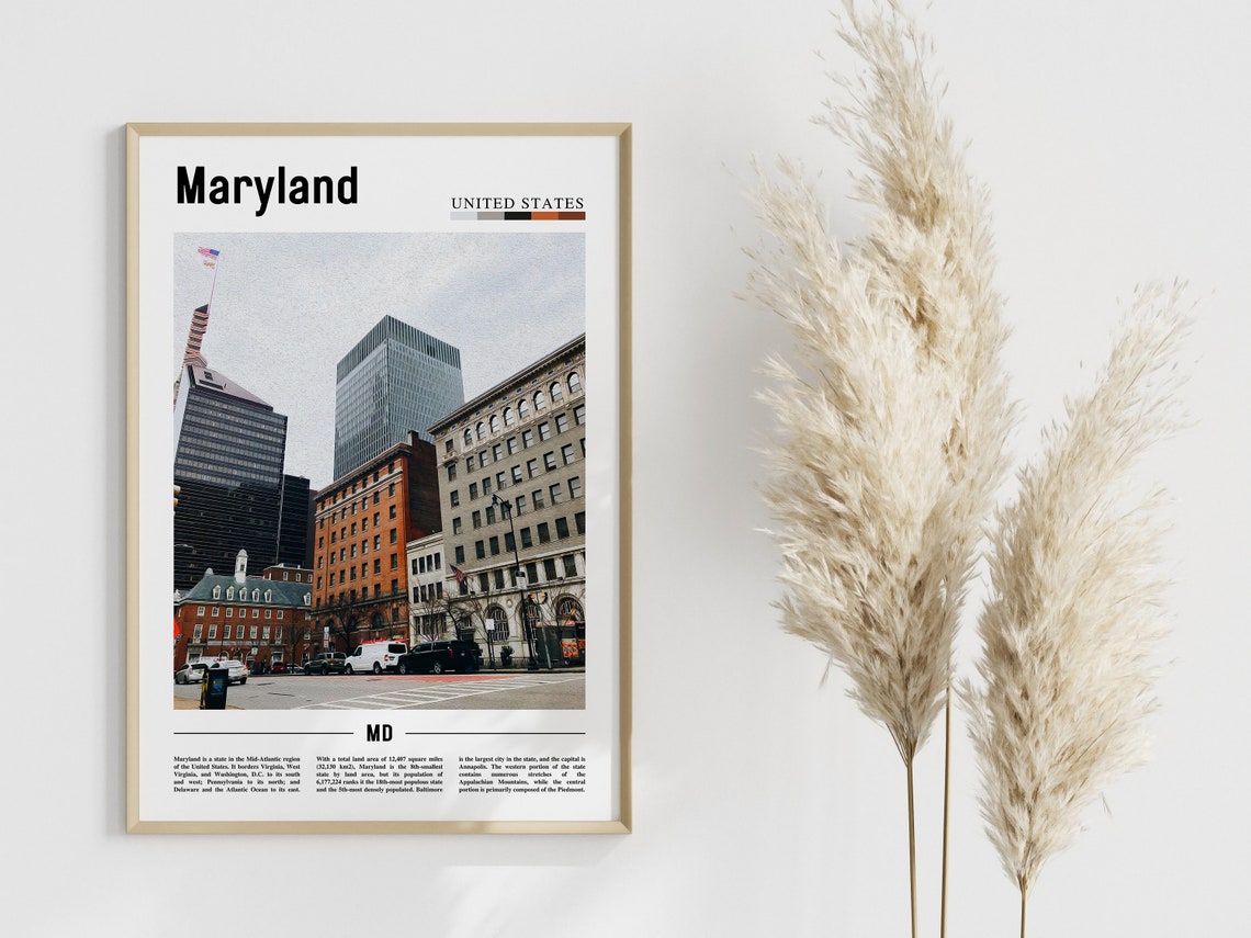 Maryland Poster Maryland Print Maryland Wall Art United States Photo United States Poster United States Print - Image 3