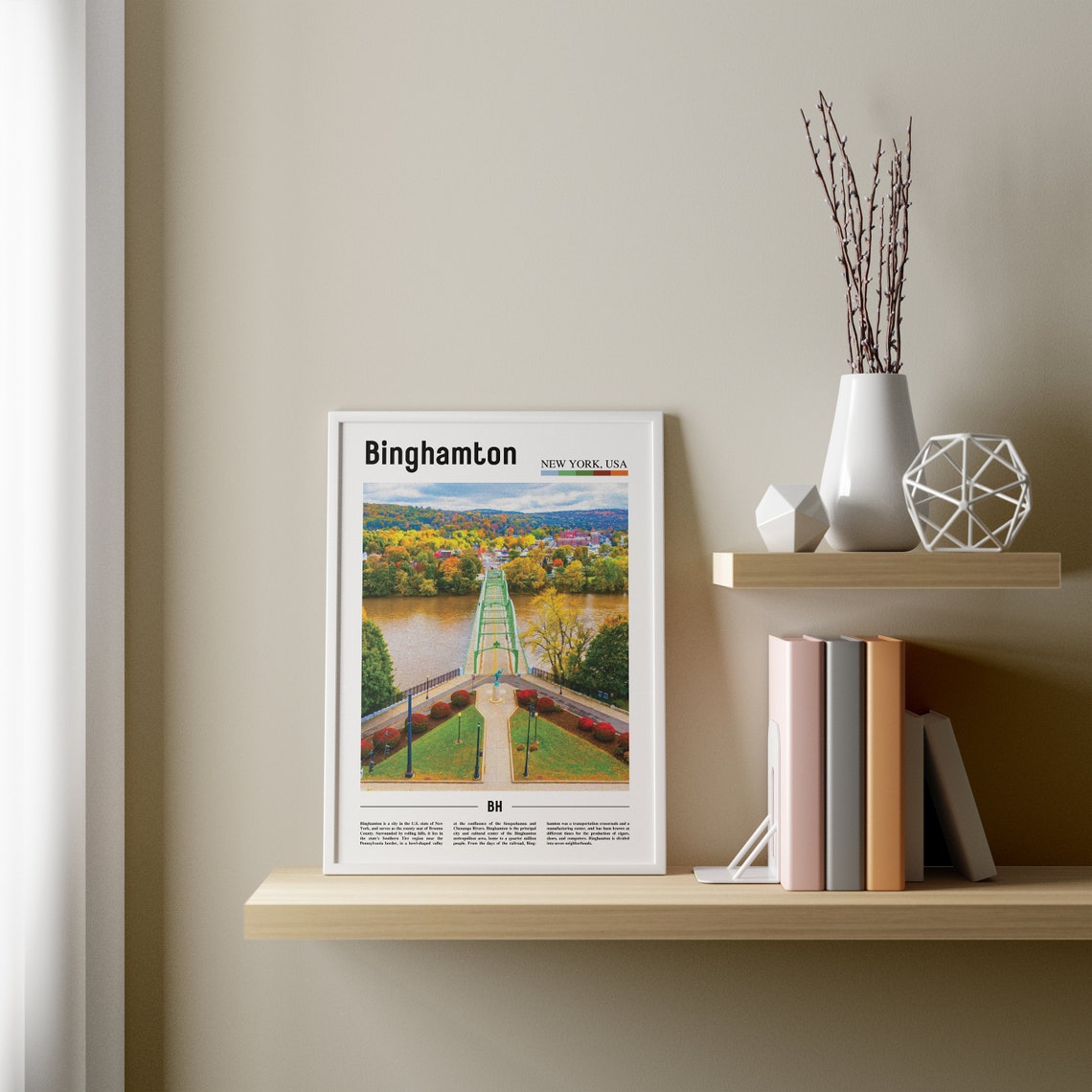 Binghamton Print Binghamton Poster Binghamton Wall Art Oil Painting Poster Colorful City Print City Artwork Travel Artwork Travel Art - Image 4