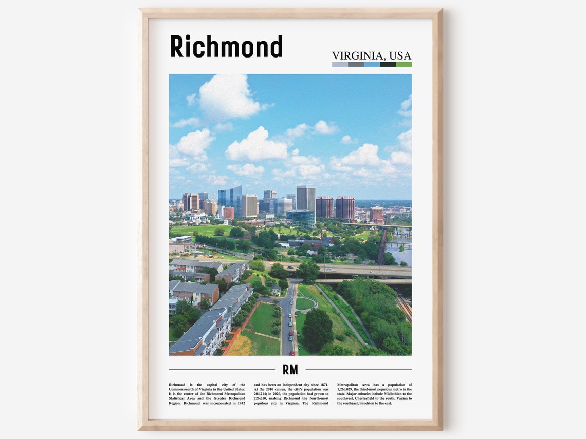 Richmond Print Richmond Poster Richmond Wall Art Oil Painting Poster Colorful City Print City Artwork Travel Artwork Travel Wall Art