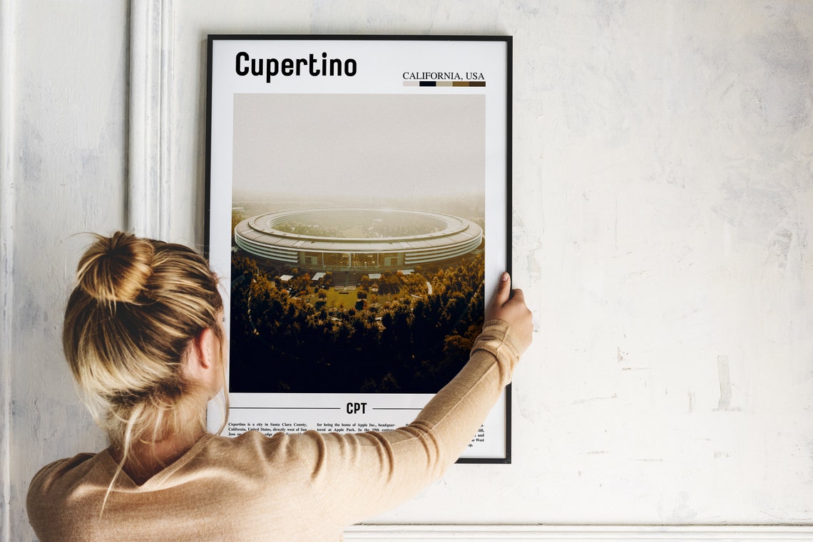 Cupertino Print Cupertino Poster Cupertino Wall Art Minimal Travel Print Minimal City Poster Travel Destination Oil Painting Poster - Image 5