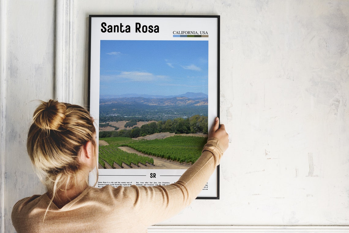Santa Rosa Print Santa Rosa Poster Santa Rosa Wall Art Minimal Travel Print Minimal City Poster Travel Destination Oil Painting Poster - Image 4