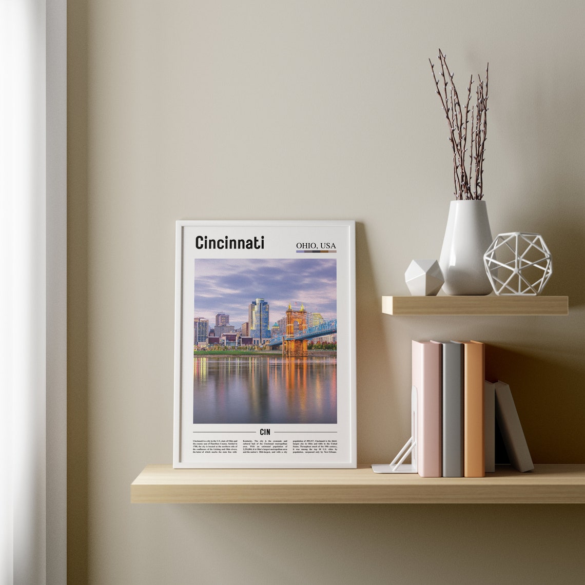 Cincinnati Print Cincinnati Poster Cincinnati Wall Art Oil Painting Poster Colorful City Print City Artwork Travel Artwork Travel Art - Image 3