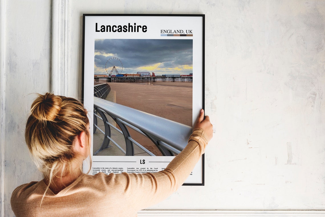 Lancashire Print Lancashire Poster Lancashire Wall Art Oil Painting Poster Colorful City Print City Artwork Travel Artwork Travel Art - Image 4