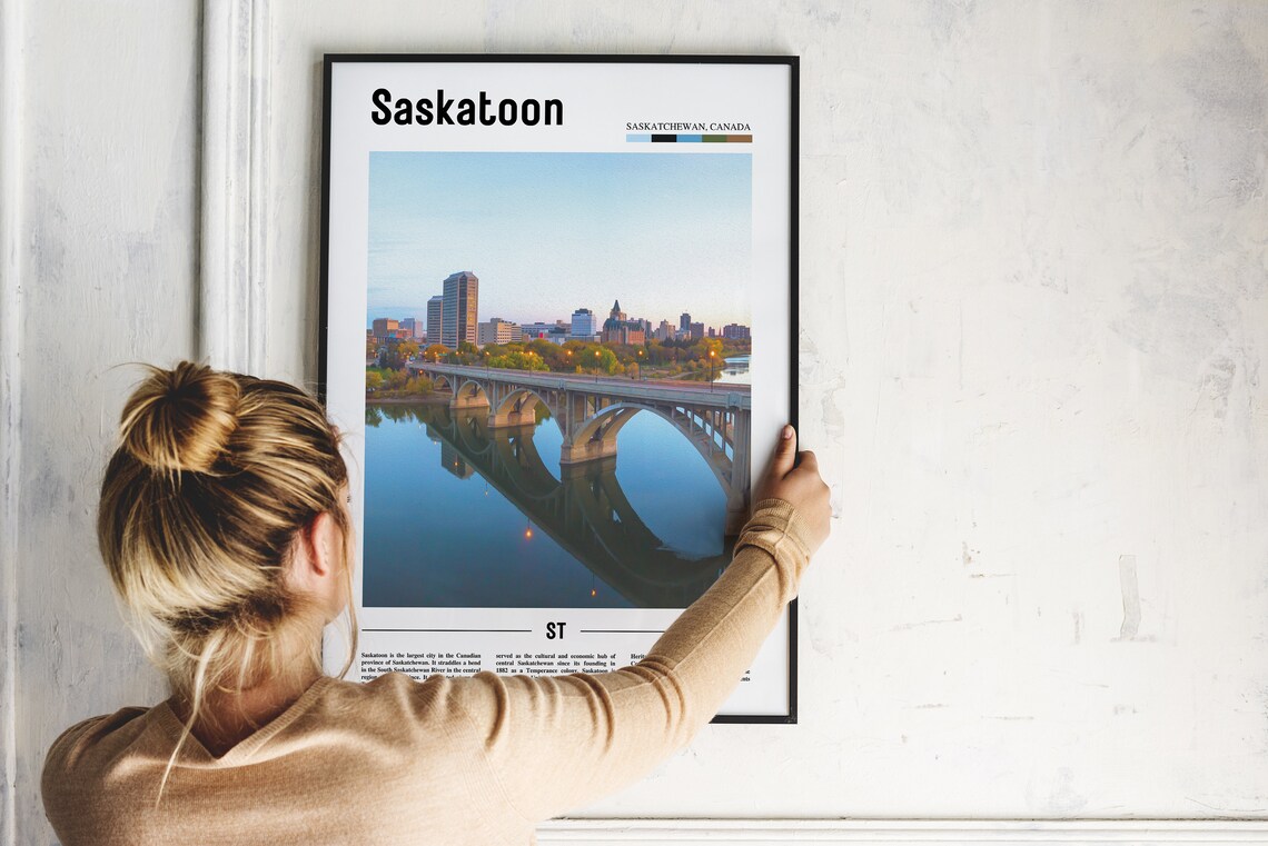 Saskatoon Print Saskatoon Poster Saskatoon Wall Art Oil Painting Poster Colorful City Print City Artwork Travel Artwork Travel Wall Art - Image 4