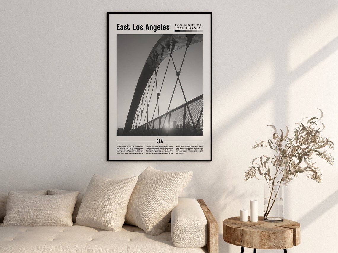East Los Angeles Poster Black And White East Los Angeles Print Black And White East Los Angeles Wall Art Minimal Travel Print - Image 2