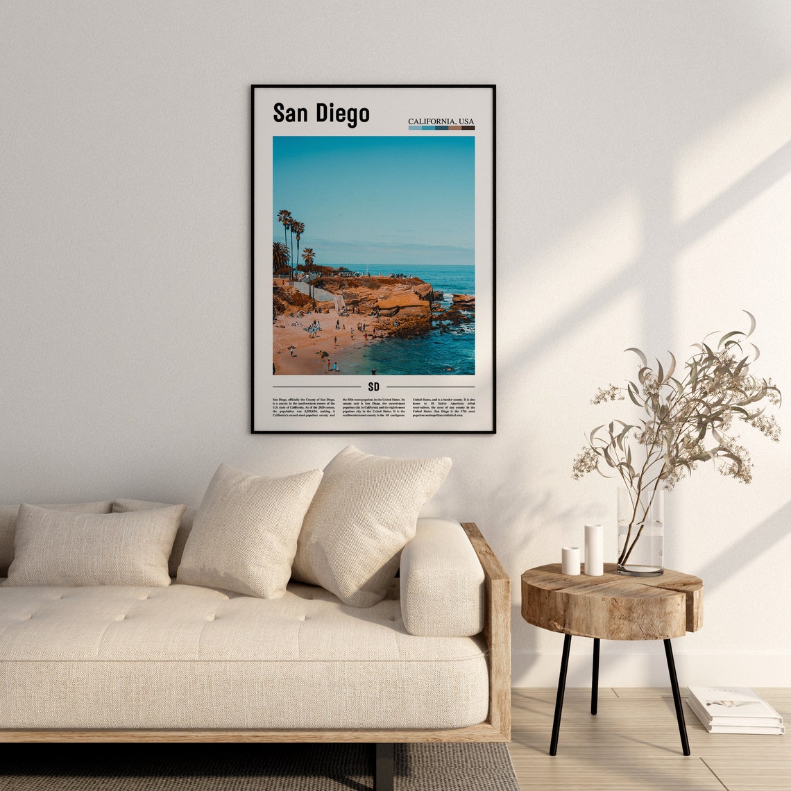 San Diego Print San Diego Poster San Diego Wall Art Minimal Travel Print Minimal City Poster Travel Destination Oil Painting Poster - Image 2