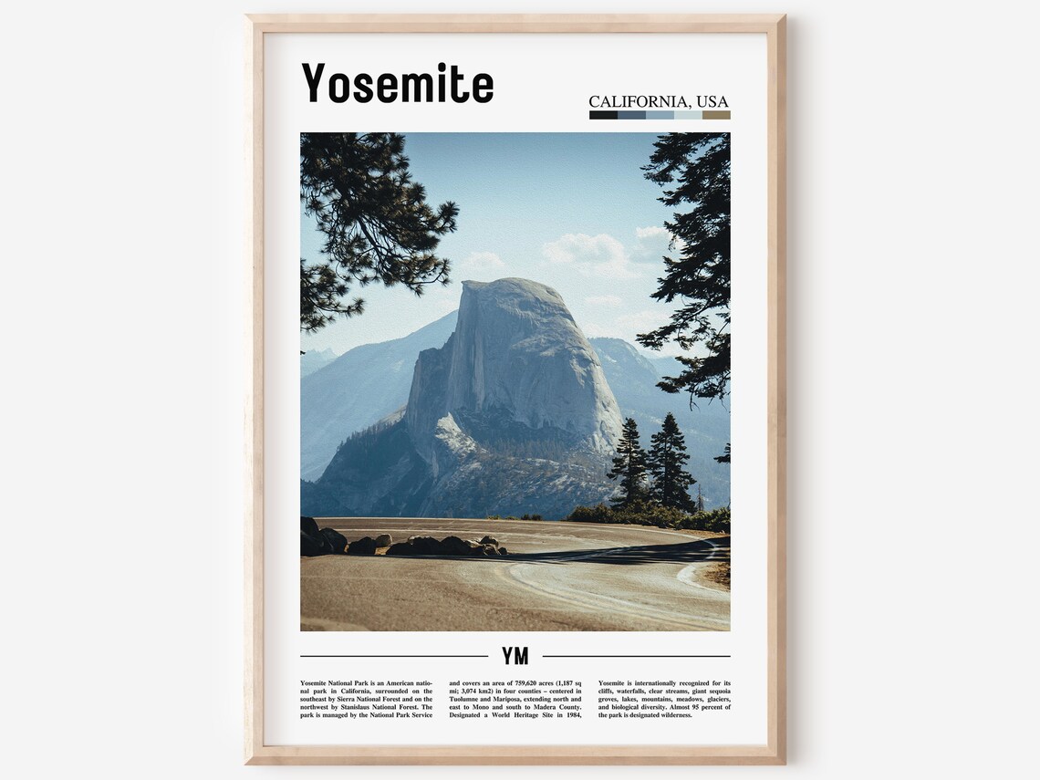 Yosemite Minimal Travel Poster, Oil Painting Style