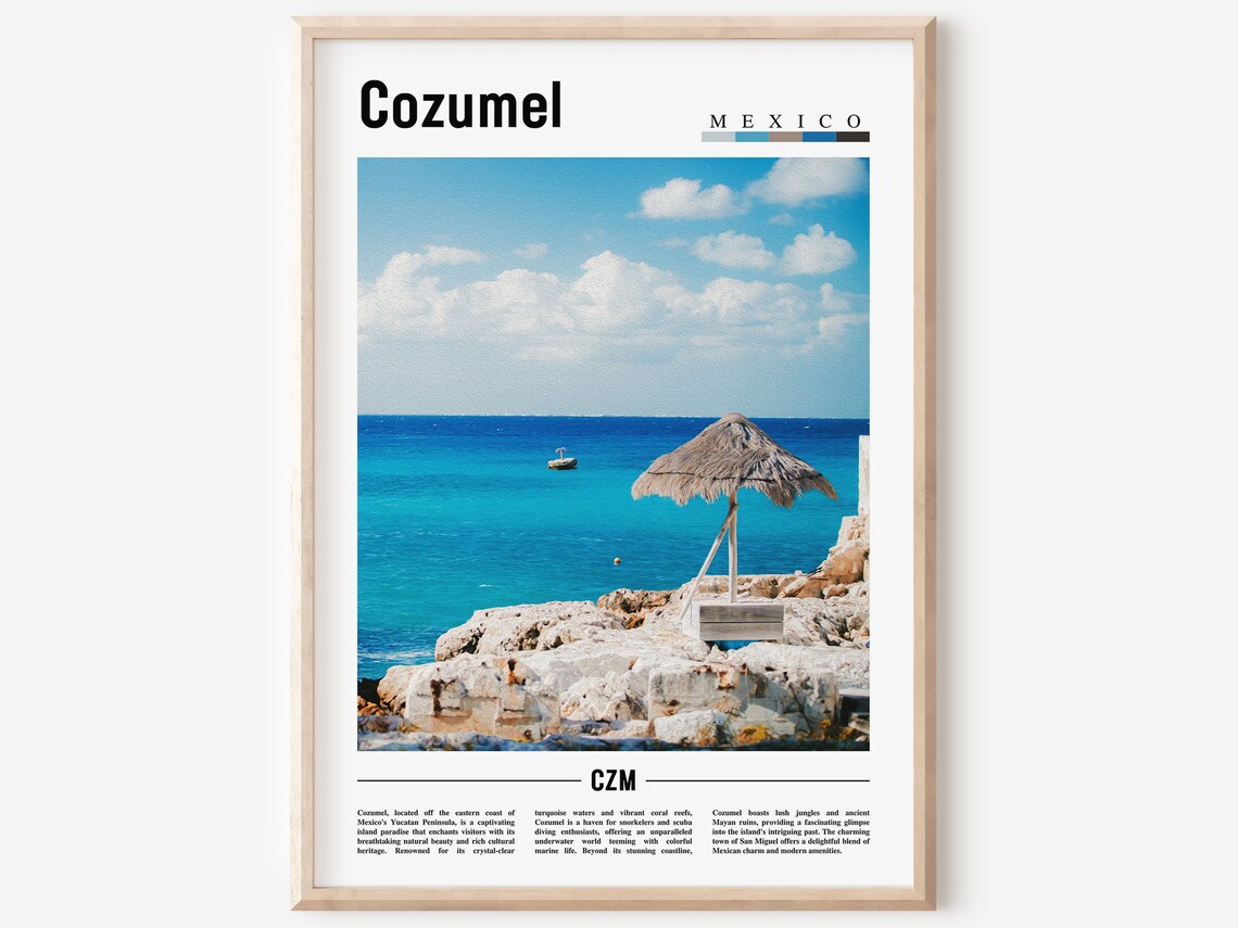 Cozumel Poster Cozumel Print Cozumel Wall Art Minimal Travel Print Travel Destination Oil Painting Poster