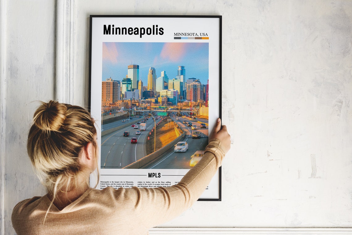 Minneapolis Print Minneapolis Poster Minneapolis Wall Art Oil Painting Poster City Print City Artwork Travel Artwork Travel Wall Art - Image 4