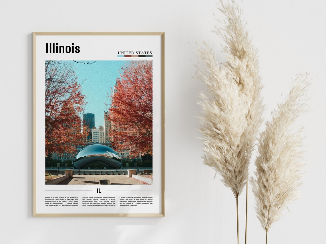 Illinois Poster Illinois Print Illinois Wall Art United States Photo United States Poster United States Print - Image 3