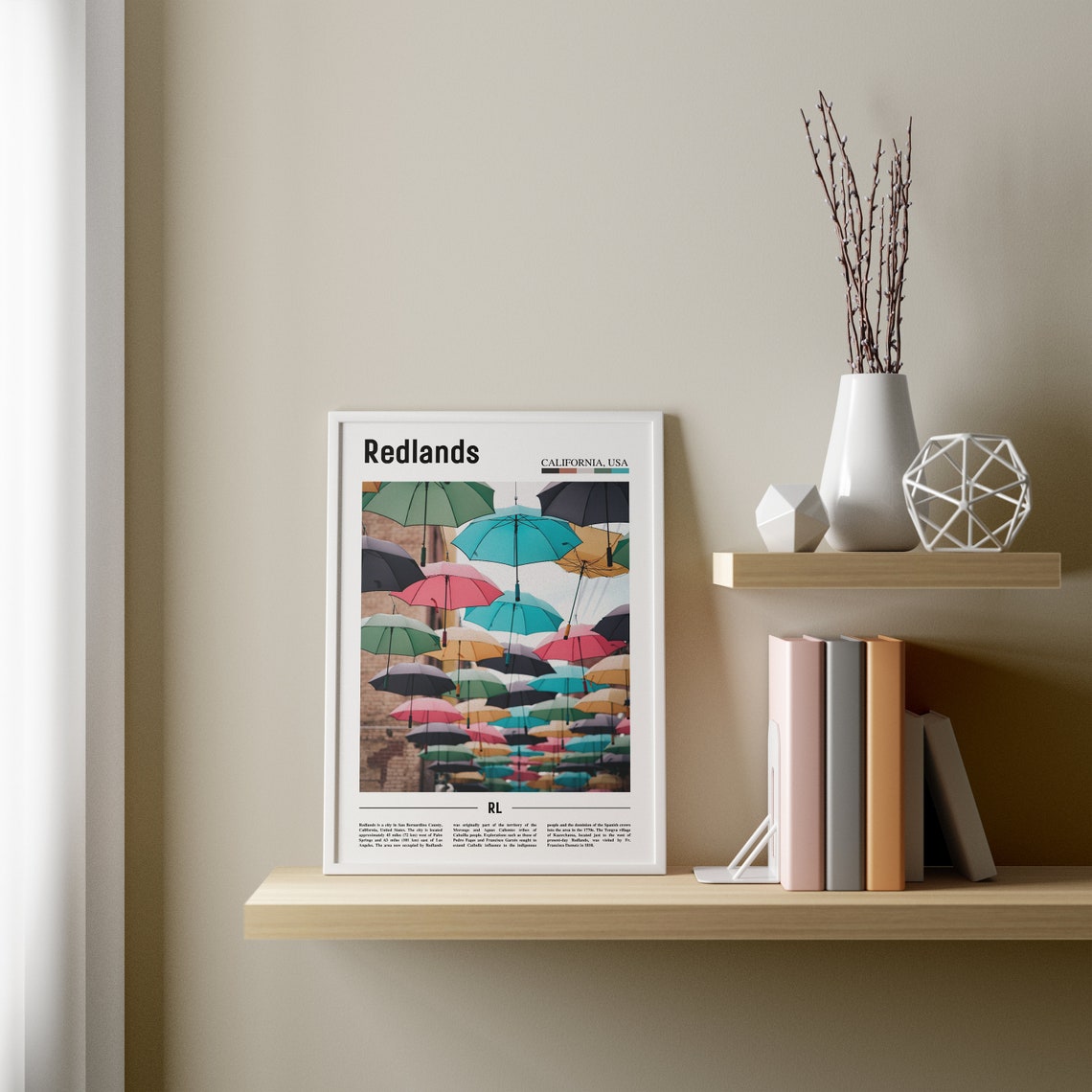 Redlands Print Redlands Poster Redlands Wall Art Minimal Travel Print Minimal City Poster Colorful City Print Oil Painting Poster - Image 2