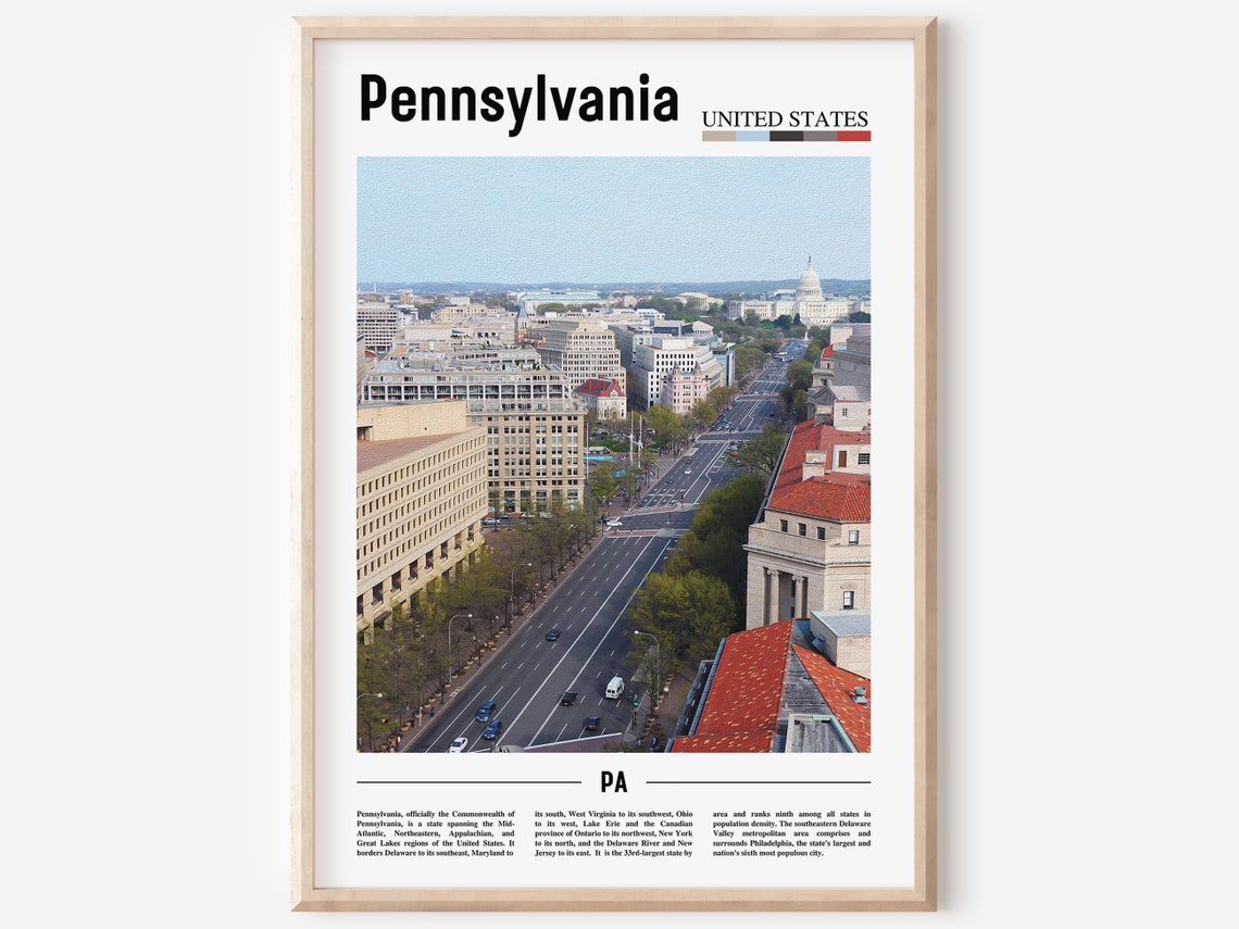 Pennsylvania Print Pennsylvania Poster Pennsylvania Wall Art Oil Painting Poster City Print City Artwork Travel Artwork Travel Wall Art
