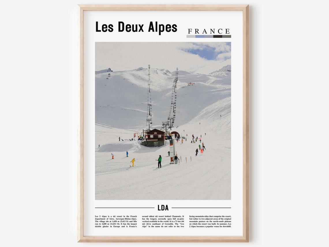 Les Deux Alpes Print Les Deux Alpes Poster Les Deux Alpes Wall Art Minimal Travel Print Minimal City Poster Travel Oil Painting Poster