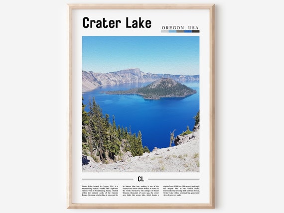 Crater Lake Poster Crater Lake Print Crater Lake Wall Art United States Photo United States Poster United States Print