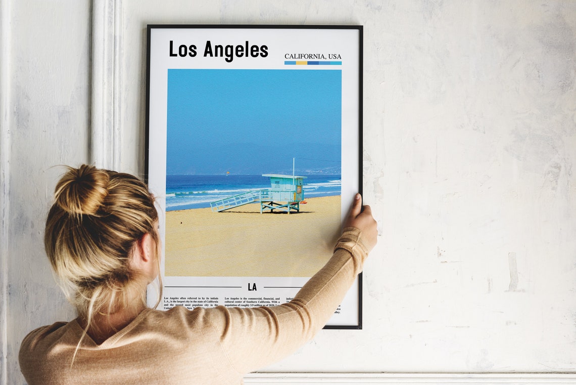 Los Angeles Print Los Angeles Poster Los Angeles Wall Art Oil Painting Poster Colorful City Print City Artwork Travel Artwork Travel Art - Image 4