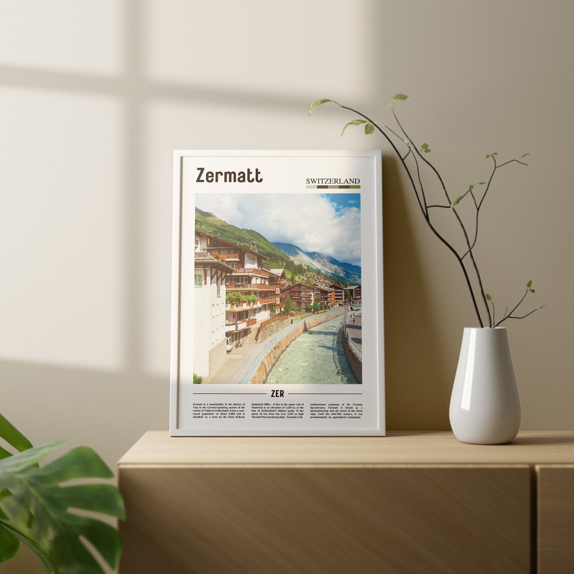 Zermatt Print Zermatt Poster Zermatt Wall Art Oil Painting Poster Colorful City Print City Artwork Travel Artwork Travel Wall Art - Image 2