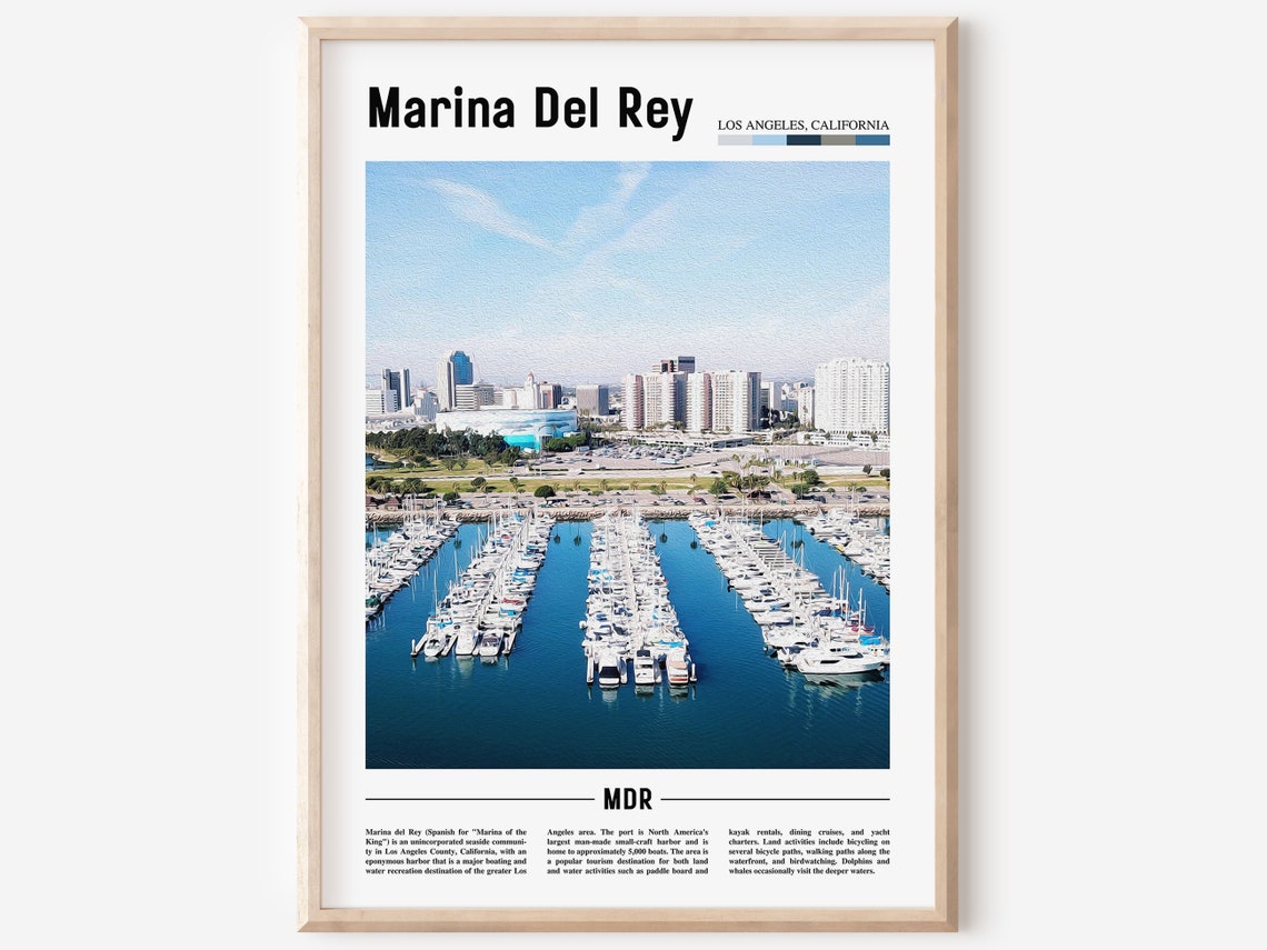 Marina Del Rey Print Marina Del Rey Poster Marina Del Rey Wall Art Minimal Travel Print Minimal Poster Destination Oil Painting Poster