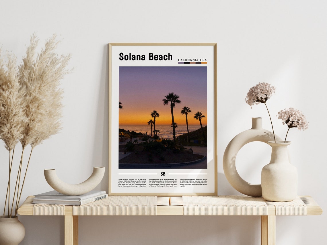 Solana Beach Print Solana Beach Poster Solana Beach Wall Art Minimal Travel Print Minimal City Travel Poster Oil Painting Poster - Image 6
